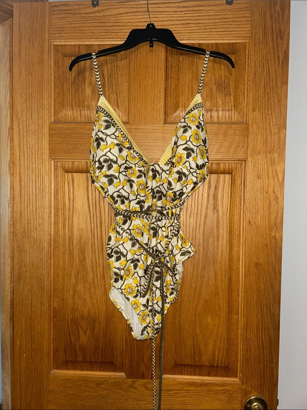 NWT J. Crew Strappy One-Piece Swimsuit in Daffodil Daze Block Print | Size 24